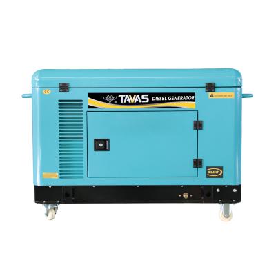 China 2cylinder 10kW Bright Blue Mobile Super Silent Type Diesel Generator With Armrest GF15000SE for sale