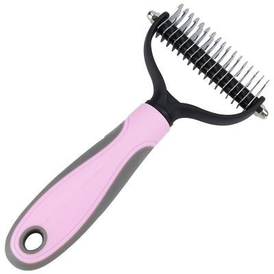 China Stocked Pet Hair Removal Comb Knotted Running Comb Double Sided Stainless Steel Dog Knotted Comb for sale