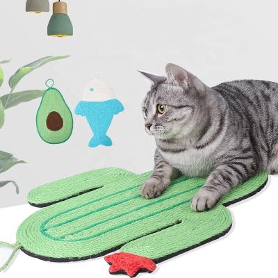 China New Stocked Avocado Style Cactus Fish Sisal Cat Scratching Mat Cat Scratching Toy Durable Washable for sale