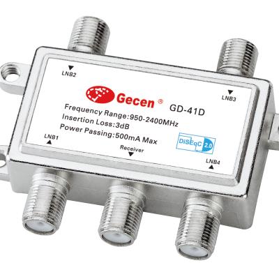 China high quality diseqc 1.1 switch diseqc 4x1 satellite switch GD-41D for sale