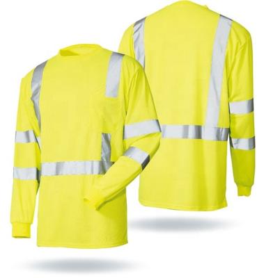 China Water Proof Good Quality 100 Polyester Reflective Strength Long Sleeve Hi Safety Work Shirt for sale