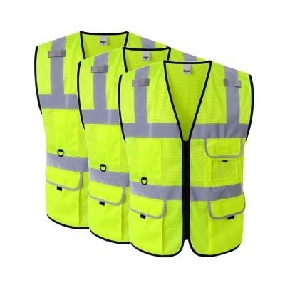 China Custom Wholesale Workwear High Force Visibility Water Proof Water Proof Safety Reflective Vest Workwear Hi Logo Vest With Pocket for sale