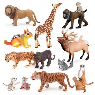 China Wild Animal Models 3rd Set: Lion Giraffe Wild Animal Toys PVC Simulation Solid Plastic Model Animal Figures Toys for sale