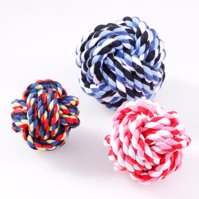 China Colorful Braided Bite Ball Braided Knot Ball Dog Cotton Ball Toys Pet Puppy Chew Toys for sale