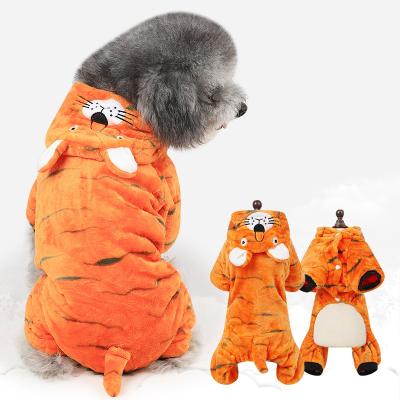 China Dog Costume Halloween Accessories Funny Brown Plush Dog Clothes Tiger Clothes Long Lasting Kind Nice Type Dog Clothes for sale