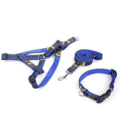 China DETACHED 3 Pieces Set Adjustable Nylon Pet Harness Walking Lead Non Obstructing Pet Collars And Leashes Harness for sale