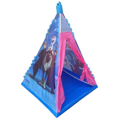 China Easy Foldable Kids Play Tent High Quality Portable Canvas Kids Cartoons Play House Wooden Kids Teepee Tent for sale