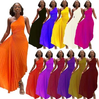 China Product T7003-dropshipping summer breathable dresses women maxi pleated women lady for sale