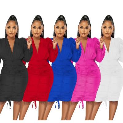 China X3985-fashion breathable clothes 2022 sexy elegant women's dresses bodycon women's v-neck dresses for sale