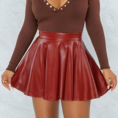 China F8653-valentines day sexy women's day 2022 in pleated skirt pu leather skirts women for sale