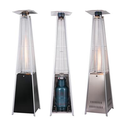 China Freestanding Portable Outdoor Patio Heater Pyramid Flame Stocked Hot Sell Eco Friendly Heater With Casters Easy Movable for sale