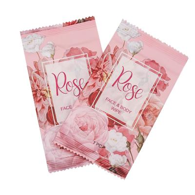 China Spunlace Rose Nonwoven Material Cleaning Face And Body Care Wet Cloth Wet Wipes for sale