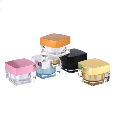 China Custom Acrylic Packaging Eye Cream Square Jar Jar Face Cream Packaging Unique Cosmetic Containers for sale