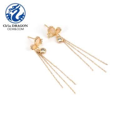 China CLASSIC Wholesale Factory Price 14k Gold Filled Jewelry Butterfly Diamond Dangle Earrings for sale