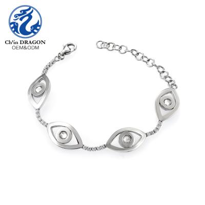 China Stainless Steel Custom Design Jewelry Gold Plated Stainless Steel Evil Eye Bracelet for sale