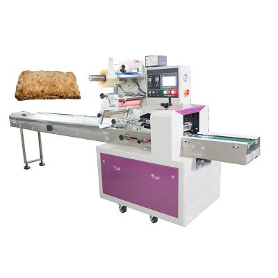 China Automatic Food Pastries Flow Packing Machine Horizontal Small Rolls Granola Bars Brownie Packaging Machine for sale