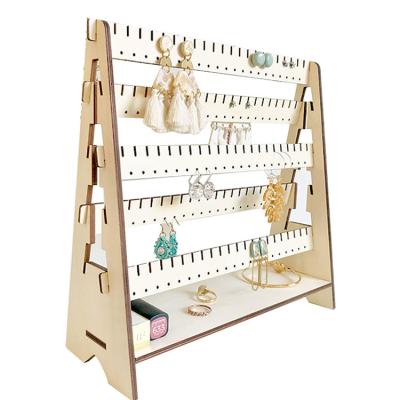 China Custom home decoration shopping mall/wooden earring rack household earring holder wooden wooden earring display stand for sale