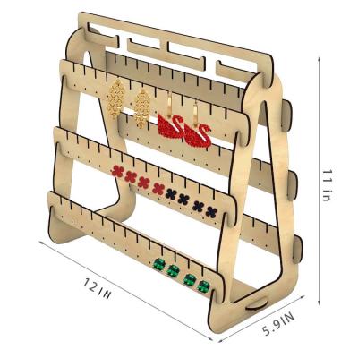 China Home Decoration OEM/ODM Laser Cut Earring Display Stand Peg Board Wood Earring Holder Custom Earring Holder Wood for sale