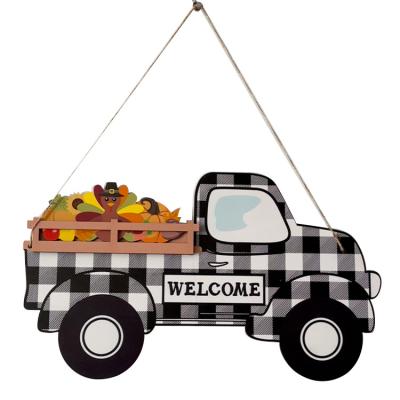 China Europe 11 Piece Walls Spare Trims Grow Porch Decor Vintage Harvest Truck Sign Thanksgiving Welcome Welcome Door Hanger for sale