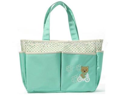 China Light Green Fabric Cute Baby Diaper Bags / Stylish Baby Changing Bags for sale