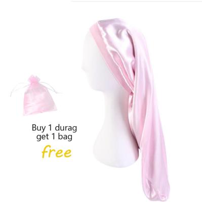 China Pink 24inch Long Comfy Satin Hair Hood For Braid Sleep Stand-Up Hat With Private Label for sale