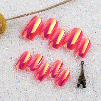 China Professional Design Wholesale 6 Colors Fake Nails French Acrylic Long Press Ballerina Nail Tips Half On Nails Full Cover Laser Design for sale