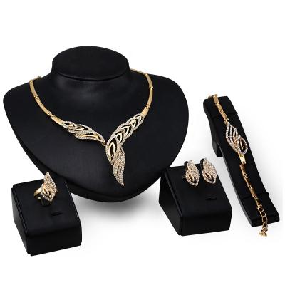 China Fashion Mixed Style Mixed Gold Jewelry Set Necklace Earring Female Bride and Groom Jewelry Ring Bracelet Set for sale