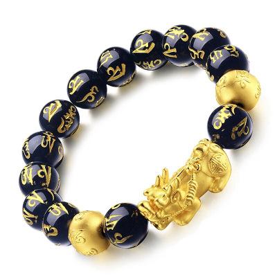 China Newcomer SY Black Obsidian Good Luck Nickel Free Lead Free Jewelry Wealth Bead Mens Bracelets Fashion Bangle for sale