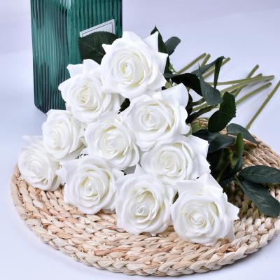 China High Touch Simulation DREA Real Silk Flowers Artificial Flowers Rose White For Brides Flower Bouquet for sale