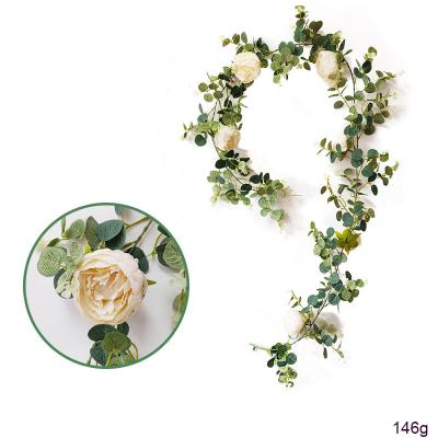 China Eco-Friendly DREA Artificial Peony Vine Flower Garland Hanging on the Wall to Wedding Arch Garden Background Floral Decor for sale