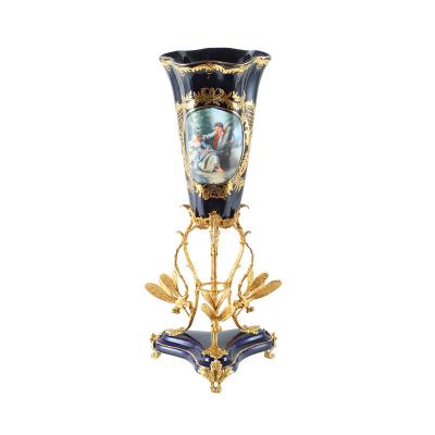 China Modern European Religious Gold Hand Painted Corner Style Antique Mid-Century Chinese Vase With Stand Christmas Ornaments Flower Vases for sale