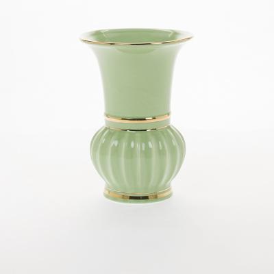 China Art Deco factory direct wholesale small size jade color with gold rim porcelain flower vases ceramic vases for home decor for sale