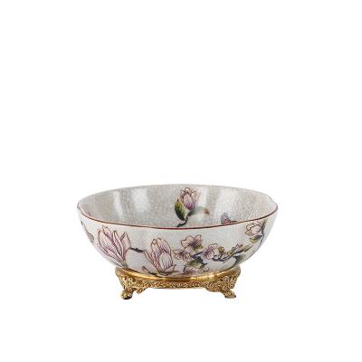 China Wholesale Disposable Tableware Customized Luxury Ceramic Bowl Cream Gold Plating Fruit And Porcelain Decor In Stock for sale