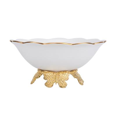 China Disposable Gold Foil Designing Decorative Elegant Ware Fruit Serving Bowls Foil Decoration Metal Bowls for sale