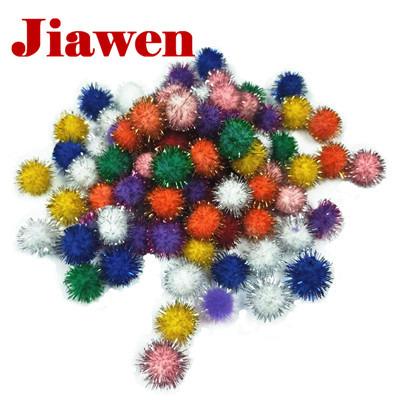 China Craft Soft Creative Gold / Ribbon Glitter Tinsel Pompoms Ball For Kids Toys Christmas Festival Decoration for sale