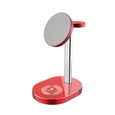 China 15W Speed ​​OEM Stainless Steel Aluminum QI Fast Magnet Fast Charging Portable Stand 3 in 1 Magnetic Wireless Charger Cargador Inalambrico for sale