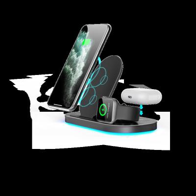 China Dropshipping Hot Selling Qi Amazon Quick Charge 3 in 1 Foldable Multifunctional Wireless Charger with LED Light Cargador inalambrico for sale