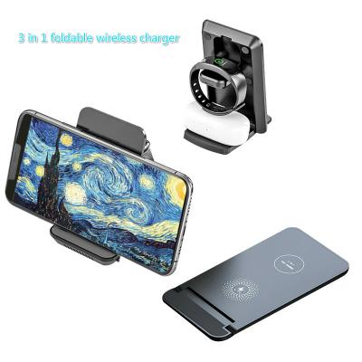 China Multifunctional radio charging 15w Qi wireless inalambricos multifunctional fast foldable phone charger cargadores 3 best cute imagination in 1 wireless charger for sale