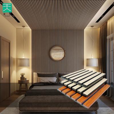 China TianGe Modern Meeting Room And Pet Multifunctional Wood Veneer Slatted Hall Wall And Ceiling Acoustic Panel for sale