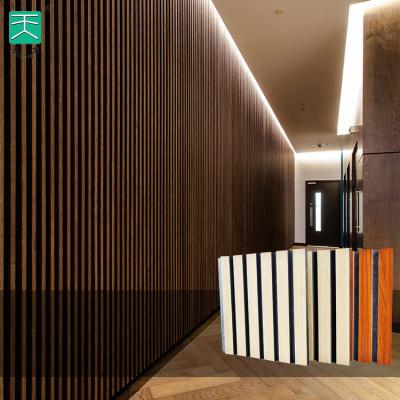 China TianGe Modern Sound Absorbing MDF Pet Wooden Slats 3D Ceiling And Wall Acoustic Panels for sale