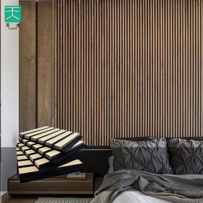 China TianGe Modern Wall Pet And Veneer Slat Acoustic Wood Acoustic Ceiling Panel for sale