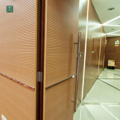 China Modern Tiange Wall Wood Perforated Acoustics Panels Studio Sound Absorption Sheet For Ballroom Project for sale