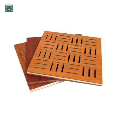 China Tiange Perforated Wall Modern Sound Proof and Ceiling Sound Panel Acoustic Wooden Sound Absorbing Damper Tiles For Acoustic Project for sale