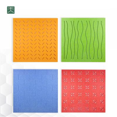 China Modern Colorful Soundproof Office Decor Tiange Wall Tiange Laser Drilling Polyester Fiber Wall Tile 100% Soundproof for sale