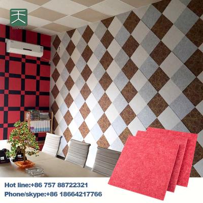 China Modern TianGe Materials Red Color Polyester Fiber Sound Absorbing Noise Barrier For Church/Music Classroom/Hotel/KTV for sale