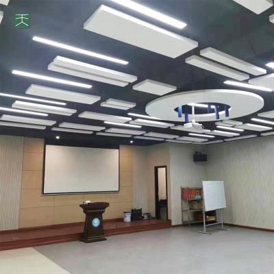 China Modern Tiange White Color Hanging Fiberglass Sound Absorbing Ceiling Glass Wool Acoustic Panels For Function Room for sale