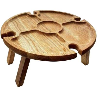 China Traditional High Quality Wooden Outdoor Camping Portable Small Picnic Snack Table Wine Folding Table for sale