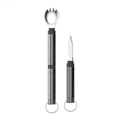 China Non-changeable Two-in-One Outdoor Camping Portable Picnic Pocket Stainless Steel Spoon Knife for sale