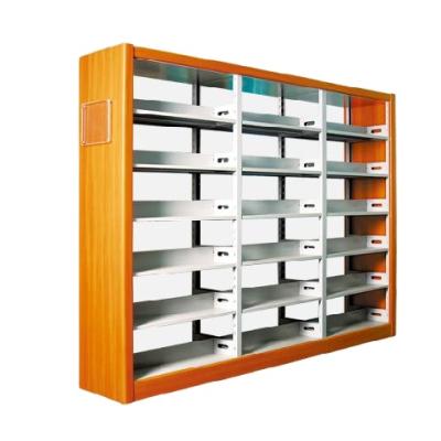 China Various modern JINHU GROUP promotional goods using fireproof double column double side panel book shelfs for sale