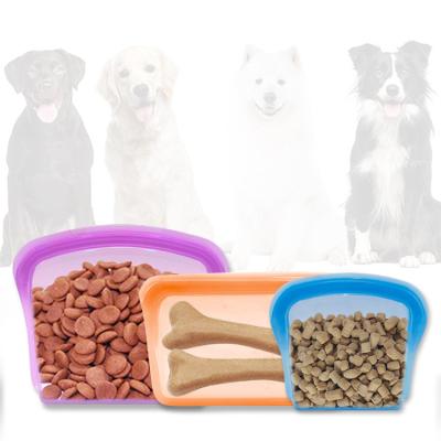 China 200ml 400ml 800ml Silicone Eco-friendly Dog Food Bag Eco-Friendly Pet Food Snack Treat Storage Pouch for sale